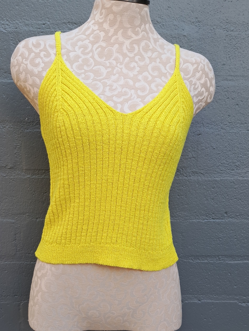 Sunshine Yellow Ribbed Knit V-Neck Camisole
